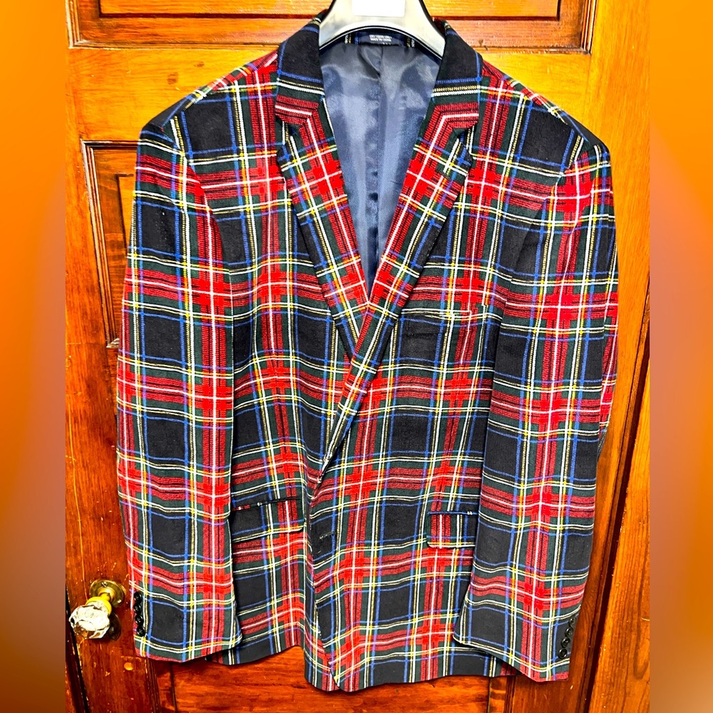 Men’s Corduroy Tartan Plaid /Scotch Plaid Holiday Sport Coat - 50R